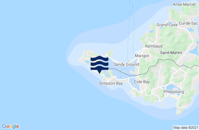 Carte des horaires des marées pour Cupecoy, U.S. Virgin Islands