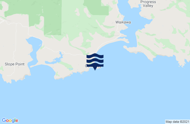 Carte des horaires des marées pour Curio Bay, New Zealand