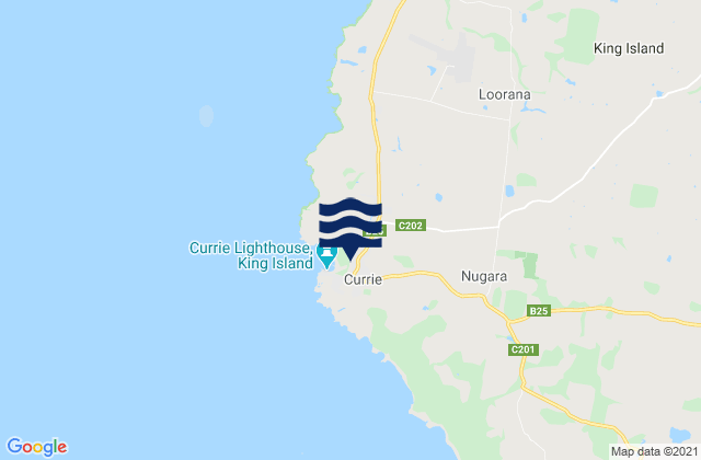 Carte des horaires des marées pour Currie, Australia