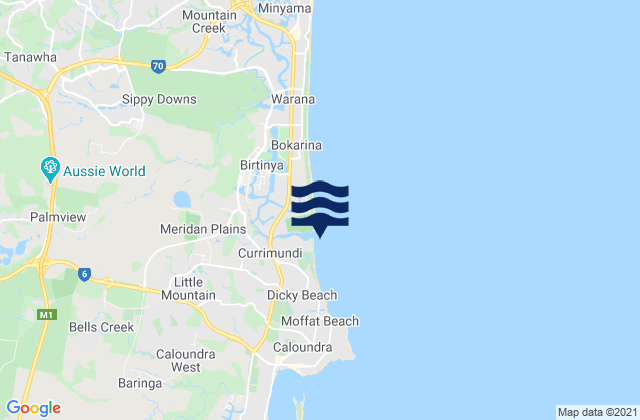 Carte des horaires des marées pour Currimundi Beach, Australia