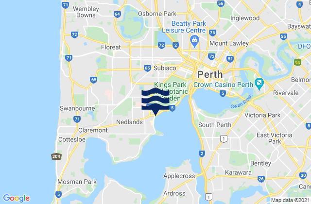 Carte des horaires des marées pour Daglish, Australia