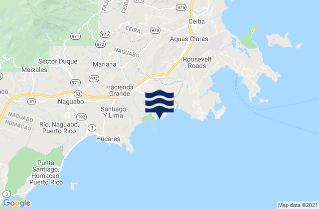 Carte des horaires des marées pour Daguao Barrio, Puerto Rico