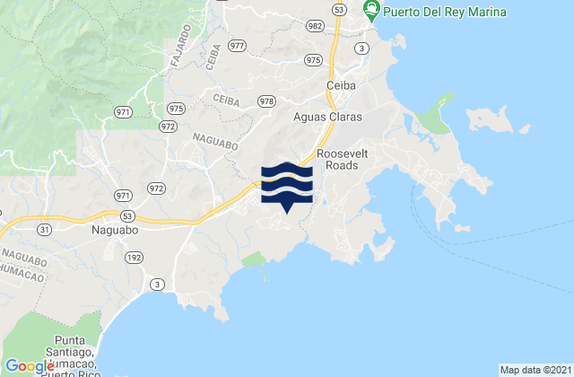 Carte des horaires des marées pour Daguao, Puerto Rico