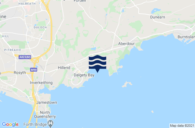 Carte des horaires des marées pour Dalgety Bay, United Kingdom