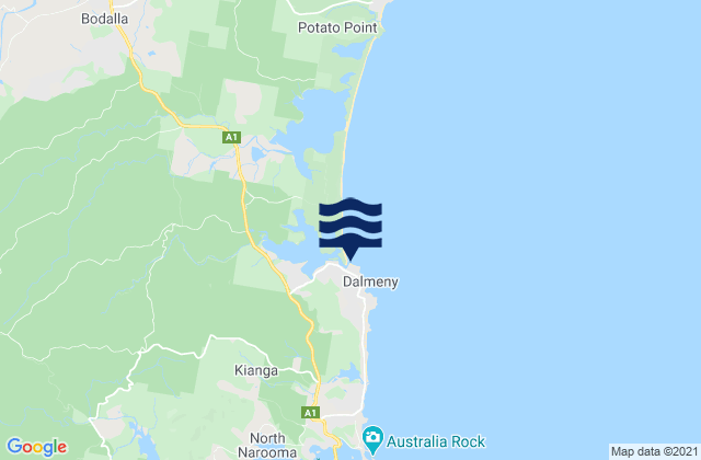 Carte des horaires des marées pour Dalmeny Beach, Australia