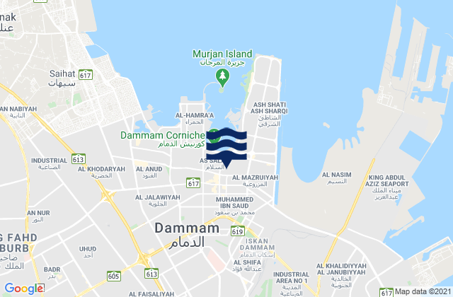 Carte des horaires des marées pour Dammam, Saudi Arabia