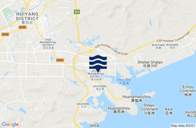 Carte des horaires des marées pour Danshui, China