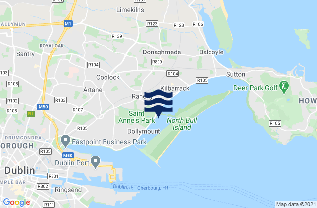 Carte des horaires des marées pour Darndale, Ireland