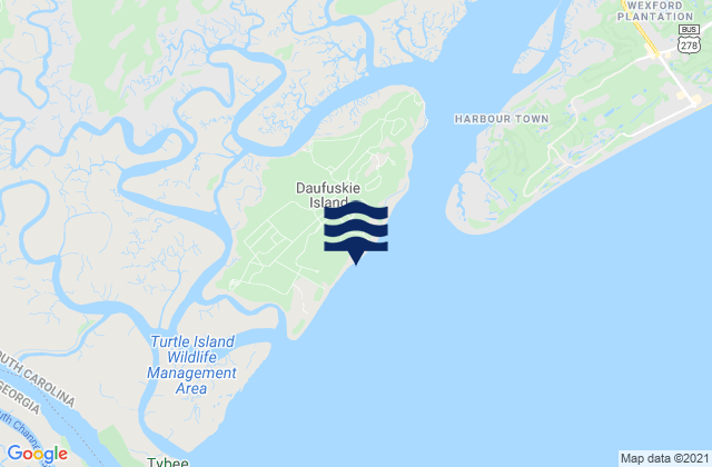 Carte des horaires des marées pour Daufuskie Island, United States