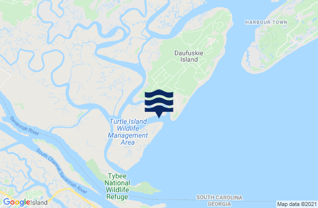Carte des horaires des marées pour Daufuskie Landing (Daufuskie Island), United States
