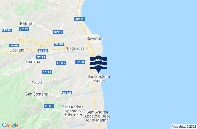 Carte des horaires des marées pour Davoli, Italy