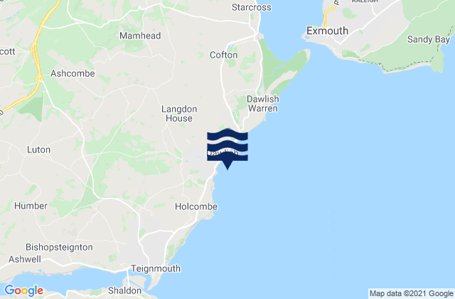 Carte des horaires des marées pour Dawlish, United Kingdom