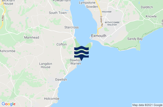 Carte des horaires des marées pour Dawlish Warren Beach, United Kingdom
