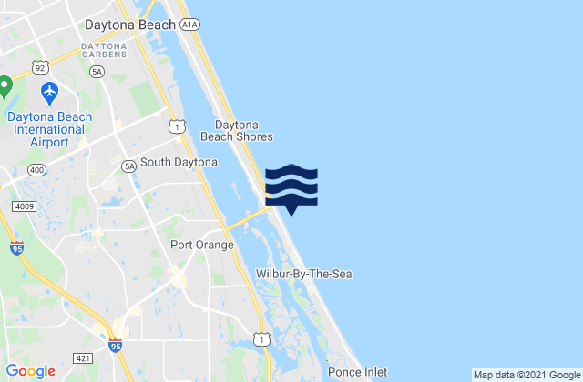 Carte des horaires des marées pour Daytona Beach Shores Sunglow Pier, United States