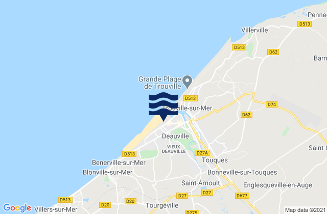 Carte des horaires des marées pour Deauville, France
