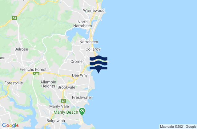 Carte des horaires des marées pour Dee Why Beach, Australia