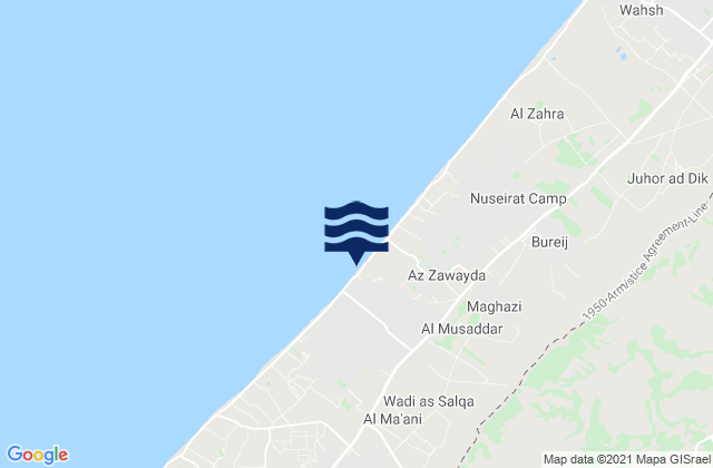 Carte des horaires des marées pour Deir Al Balah, Palestinian Territory