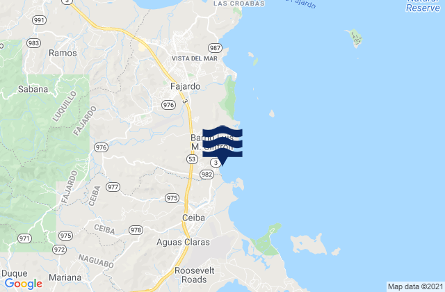 Carte des horaires des marées pour Demajagua Barrio, Puerto Rico