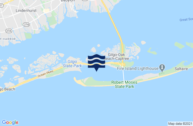 Carte des horaires des marées pour Democrat Point (Fire Island Inlet), United States