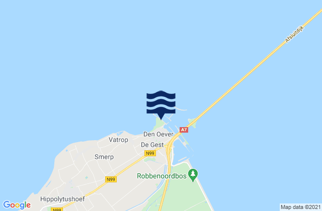 Carte des horaires des marées pour Den Oever, Netherlands
