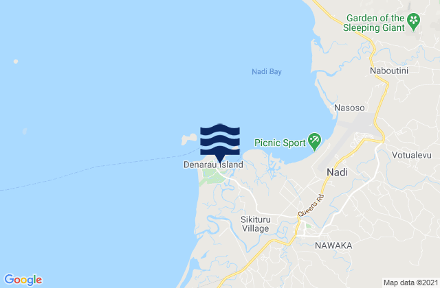 Carte des horaires des marées pour Denarau Island, Fiji