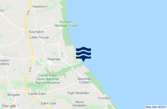Carte des horaires des marées pour Denemouth Beach, United Kingdom
