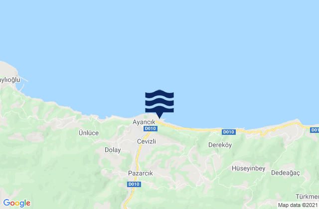 Carte des horaires des marées pour Denizciler, Turkey