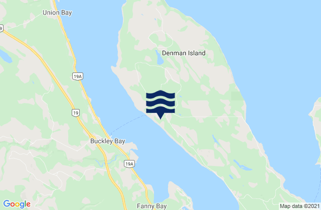 Carte des horaires des marées pour Denman Island, Canada