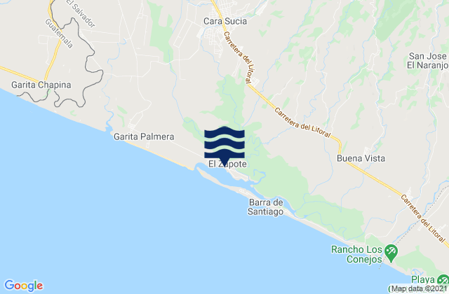 Carte des horaires des marées pour Departamento de Ahuachapán, El Salvador