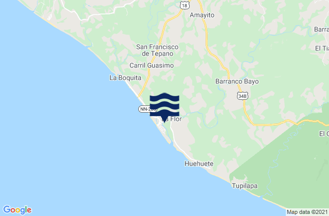 Carte des horaires des marées pour Departamento de Carazo, Nicaragua