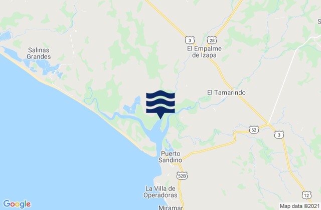 Carte des horaires des marées pour Departamento de León, Nicaragua