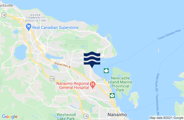 Carte des horaires des marées pour Departure Bay, Canada