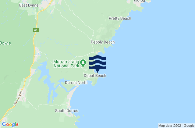 Carte des horaires des marées pour Depot Beach, Australia