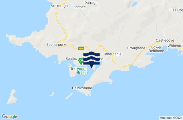 Carte des horaires des marées pour Derrynane Beach, Ireland