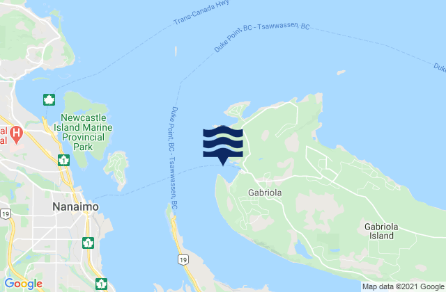 Carte des horaires des marées pour Descanso Bay, Canada