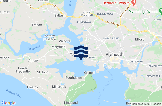 Carte des horaires des marées pour Devonport, United Kingdom