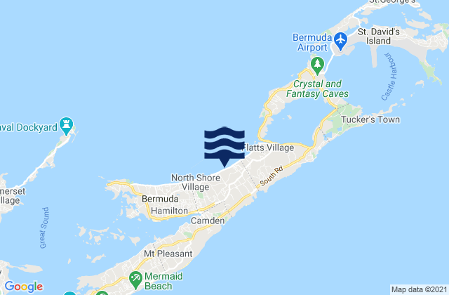 Carte des horaires des marées pour Devonshire Parish, Bermuda