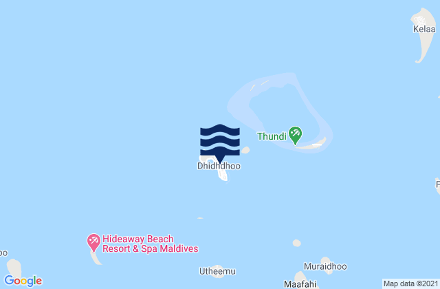 Carte des horaires des marées pour Dhidhdhoo, Maldives