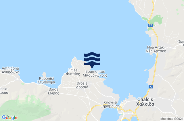 Carte des horaires des marées pour Dhrosiá, Greece