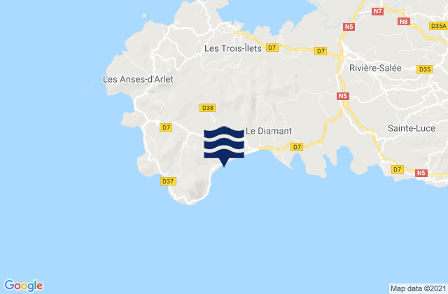 Carte des horaires des marées pour Diam's, Martinique