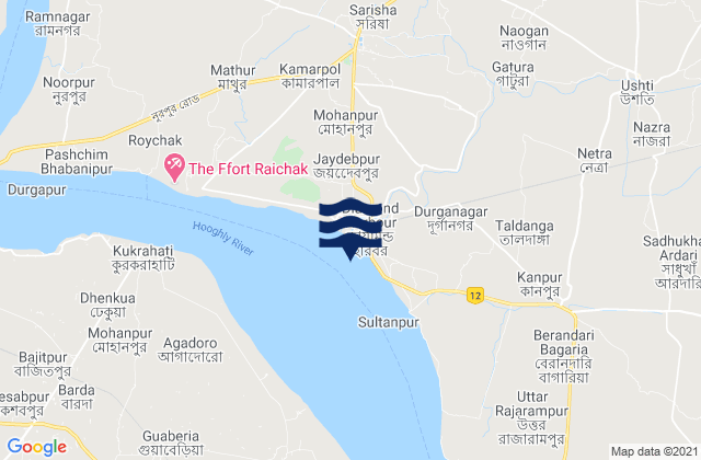 Carte des horaires des marées pour Diamond Harbor Hooghly River, India