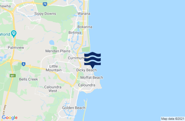 Carte des horaires des marées pour Dickey Beach, Australia