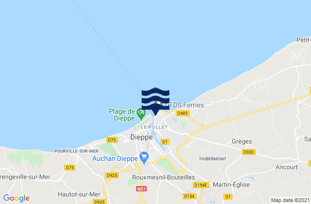Carte des horaires des marées pour Dieppe Port, France