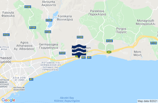 Carte des horaires des marées pour Dieróna, Cyprus