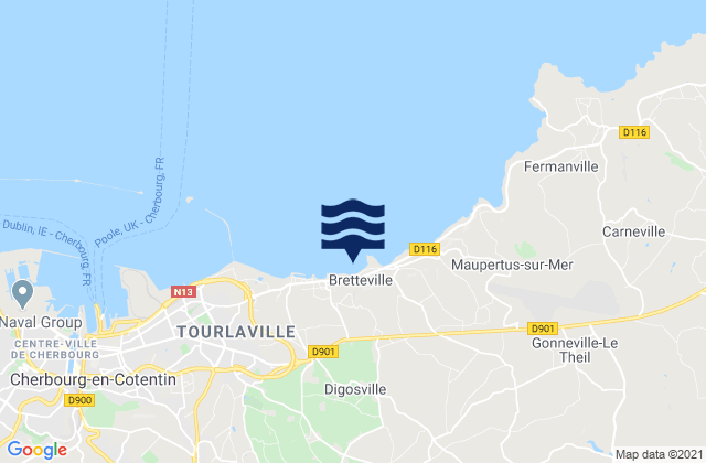 Carte des horaires des marées pour Digosville, France