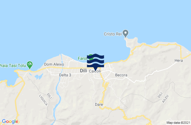 Carte des horaires des marées pour Dili, Timor Leste