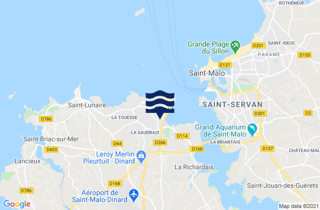 Carte des horaires des marées pour Dinard, France