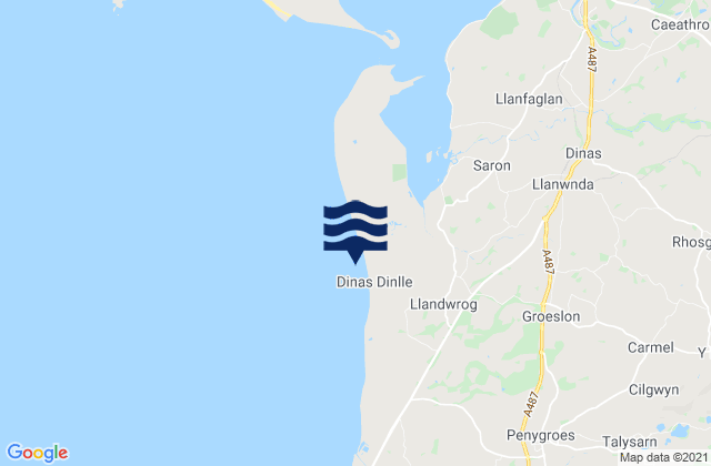 Carte des horaires des marées pour Dinas Dinlle Beach, United Kingdom