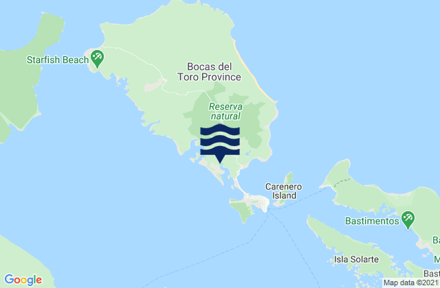 Carte des horaires des marées pour Distrito de Bocas del Toro, Panama