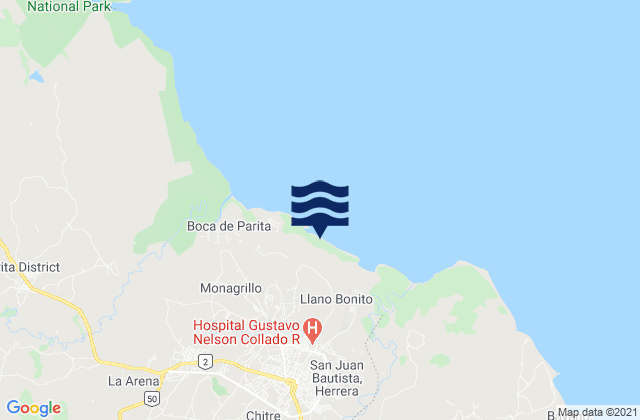 Carte des horaires des marées pour Distrito de Chitré, Panama